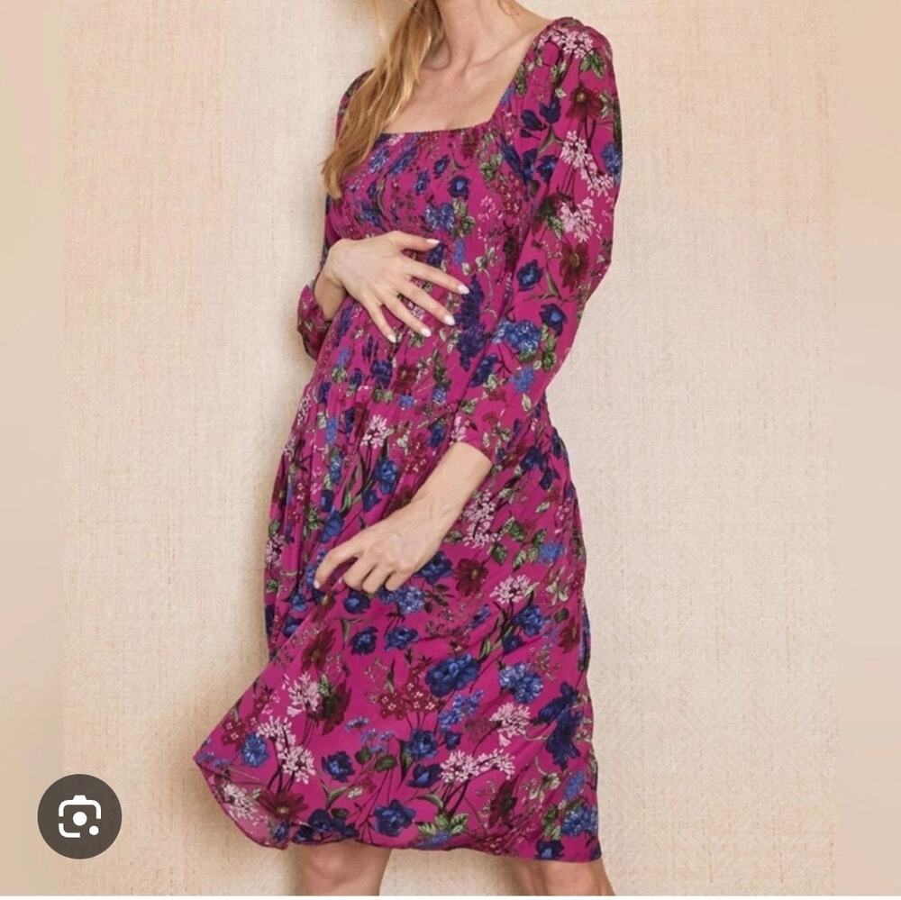 HATCH The Freya Pink Queen Floral Smocked Maternity Midi Dress NWT Medium